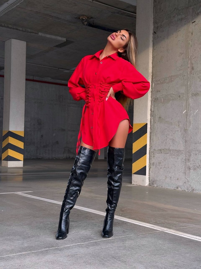 Сукня-сорочка зі шнурівкою Сукня-сорочка зі шнурівкою | PUSHKA SHOP