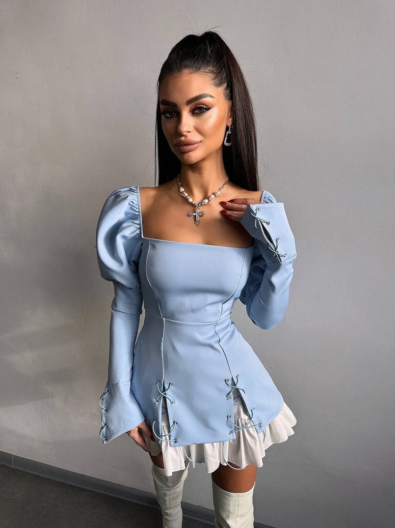 Сукня з об'ємними рукавами + спідниця з воланами Сукня з об'ємними рукавами + спідниця з воланами | PUSHKA SHOP