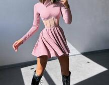 Приталена сукня з корсетною вставкою та спідницею-сонцем Приталена сукня з корсетною вставкою та спідницею-сонцем | PUSHKA SHOP