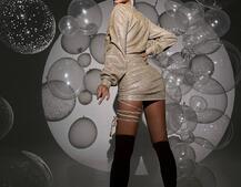 Сяюча сукня міні із завʼязкою на ніжці Сяюча сукня міні із завʼязкою на ніжці | PUSHKA SHOP