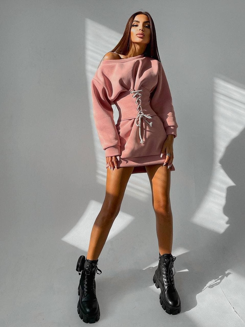 Худи на флисе + корсет на шнуровке  Худи на флисе + корсет на шнуровке  | PUSHKA SHOP