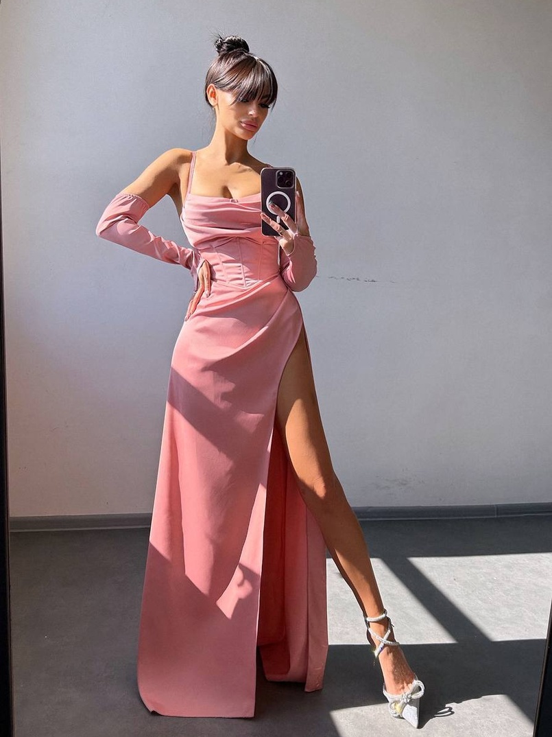 Комплект: корсет з рукавичками + спідниця максі з драпіруванням   | PUSHKA SHOP