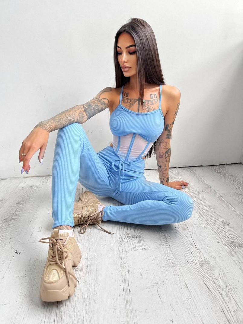 Трикотажный комплект: корсетный топ на косточках + леггинсы | PUSHKA SHOP