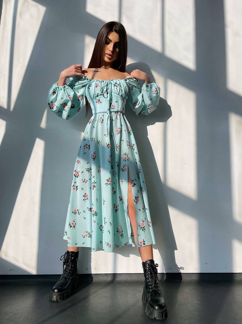 Сукня міді з квітковим принтом  Сукня міді з квітковим принтом  | PUSHKA SHOP