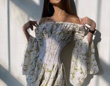 Сукня асиметричного крою з розкльошеними рукавами + корсет декорований стразами Ручна робота Сукня асиметричного крою з розкльошеними рукавами + корсет декорований стразами Ручна робота | PUSHKA SHOP