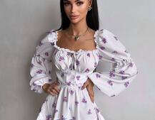 Сукня з квітковим принтом з воланами на ґудзиках  | PUSHKA SHOP