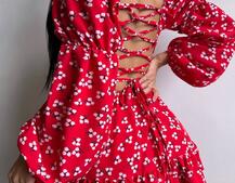 Сукня з квітковим принтом з воланами на ґудзиках  | PUSHKA SHOP