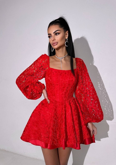 Мереживна сукня з корсетним верхом та пишною подвійною спідницею  | PUSHKA SHOP