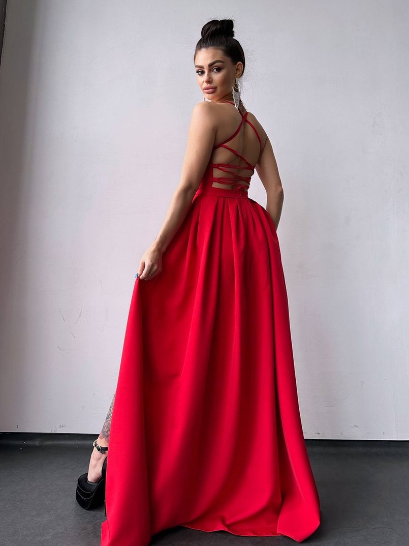 Сукня максі  зі шнурівкою на спинці Сукня максі  зі шнурівкою на спинці | PUSHKA SHOP