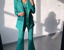 Костюм: піджак на підкладці, штани кльош+ жилет  Костюм: піджак на підкладці, штани кльош+ жилет  | PUSHKA SHOP