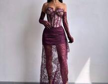 Корсетна сукня максі з рукавичками  | PUSHKA SHOP