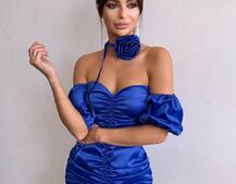 Сукня - міні з драпіруванням та трояндою-чокером | PUSHKA SHOP