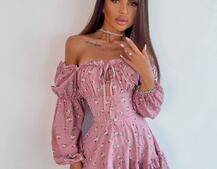 Сукня з квітковим принтом з воланами на ґудзиках  | PUSHKA SHOP