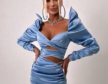 Сукня міні з драпіруванням, декорована стразами  Сукня міні з драпіруванням, декорована стразами  | PUSHKA SHOP