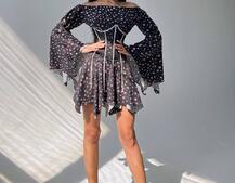 Сукня асиметричного крою з розкльошеними рукавами + корсет декорований стразами Ручна робота Сукня асиметричного крою з розкльошеними рукавами + корсет декорований стразами Ручна робота | PUSHKA SHOP