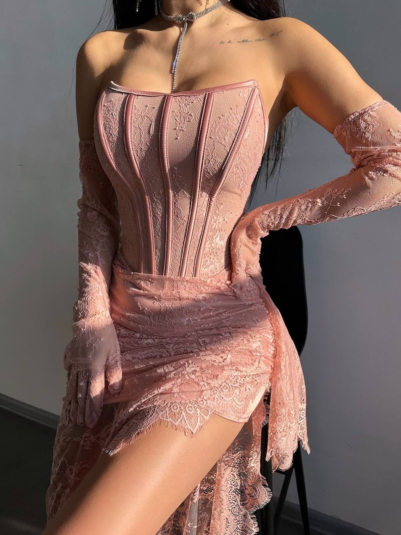 Мереживна сукня максі з рукавичками  | PUSHKA SHOP