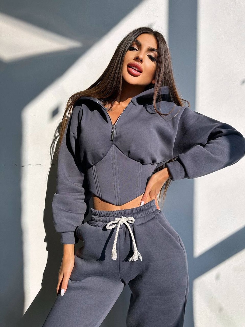 Комплект на флісі : худі з елементами корсету + штани  Комплект на флісі : худі з елементами корсету + штани  | PUSHKA SHOP