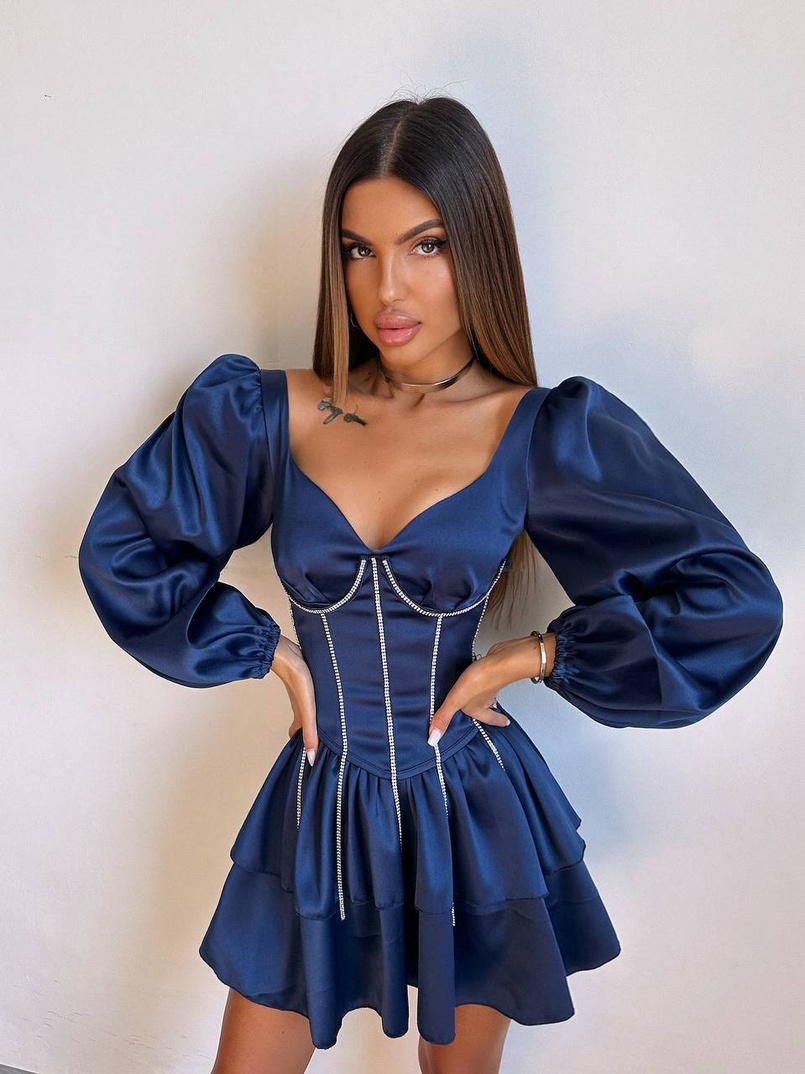 Комплект: сукня з подвійною спідницею + корсет, декорований стразами    Комплект: сукня з подвійною спідницею + корсет, декорований стразами    | PUSHKA SHOP