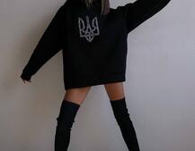Патріотичне  худі over size із сяючими стразами Патріотичне  худі over size із сяючими стразами | PUSHKA SHOP