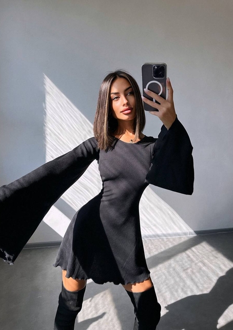 Трикотажна сукня зі шнурівкою на спинці    | PUSHKA SHOP