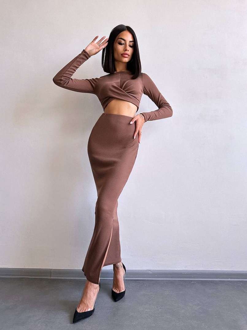 Комплект: топ + спідниця с розрізами  Комплект: топ + спідниця с розрізами  | PUSHKA SHOP