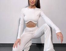 Комплект : штани кльош і топ , декорований бахромою зі страз Ручна робота Комплект : штани кльош і топ , декорований бахромою зі страз Ручна робота | PUSHKA SHOP