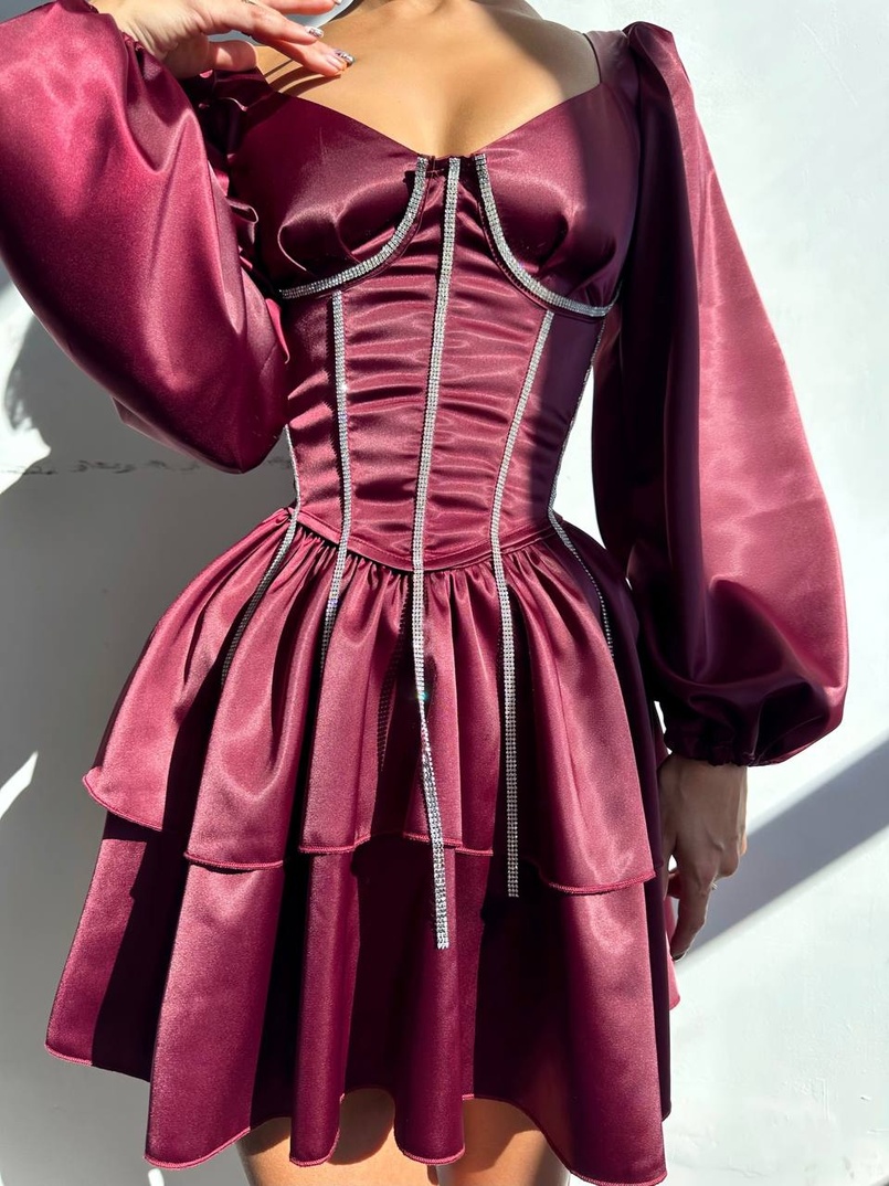 Сукня з корсетом, декорованим стразами  Ручна робота  Сукня з корсетом, декорованим стразами  Ручна робота  | PUSHKA SHOP