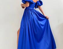 Атласное платье макси с объемными рукавами   Атласное платье макси с объемными рукавами   | PUSHKA SHOP