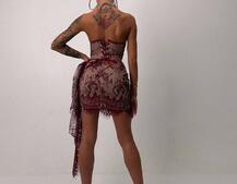 Мереживна сукня міні зі шлейфом   | PUSHKA SHOP