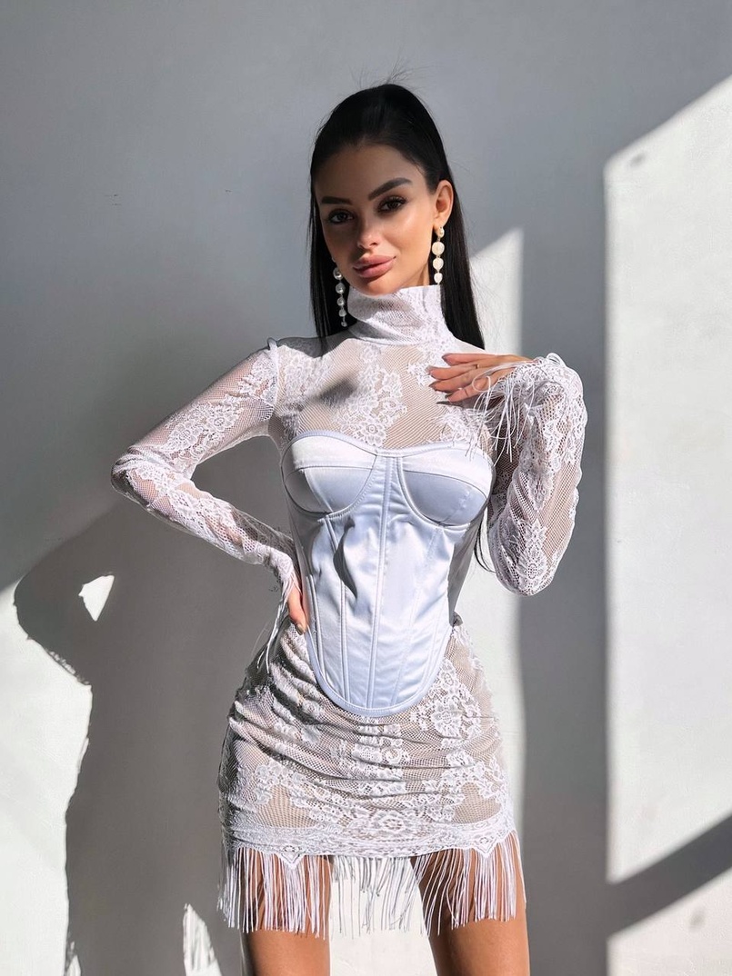 Комплект: мереживна сукня міні + корсет  Комплект: мереживна сукня міні + корсет  | PUSHKA SHOP