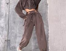 Велюровий комплект: кофта з корсетними елементами + джогери з імітацією трусиків | PUSHKA SHOP