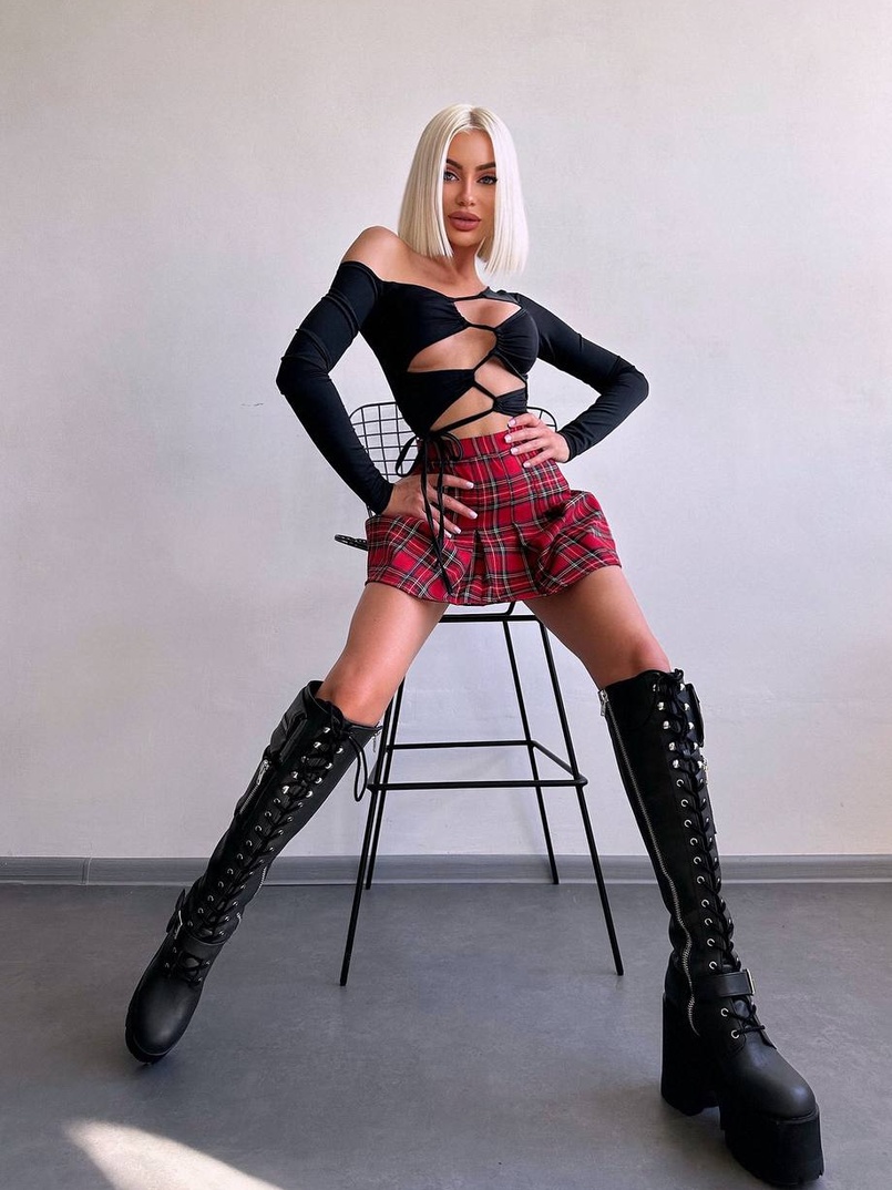 Комплект: топ + спідниця в клітинку   Комплект: топ + спідниця в клітинку   | PUSHKA SHOP