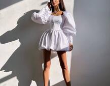 Сукня з обʼємними рукавами та спідницею балоном  Сукня з обʼємними рукавами та спідницею балоном  | PUSHKA SHOP