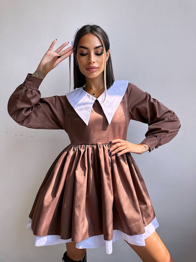 Котонова сукня з комірцем + бант  Котонова сукня з комірцем + бант  | PUSHKA SHOP