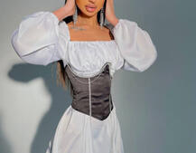 Приталена сукня з шовку  + корсет декорований стразами  Ручна робота  Приталена сукня з шовку  + корсет декорований стразами  Ручна робота  | PUSHKA SHOP