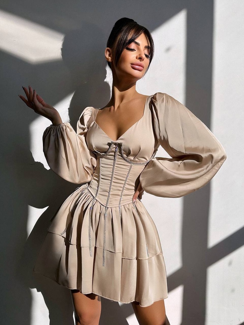 Сукня з корсетом, декорованим стразами  Ручна робота  Сукня з корсетом, декорованим стразами  Ручна робота  | PUSHKA SHOP