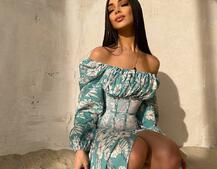 Сукня міді з розрізом в квітковий принт + прозорий корсет  Сукня міді з розрізом в квітковий принт + прозорий корсет  | PUSHKA SHOP