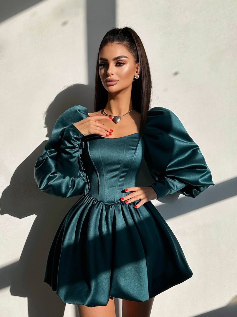 Сукня з обʼємними рукавами та спідницею балоном  Сукня з обʼємними рукавами та спідницею балоном  | PUSHKA SHOP