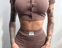 Комплект: топ на ґудзиках + велосипедки Комплект: топ на ґудзиках + велосипедки | PUSHKA SHOP