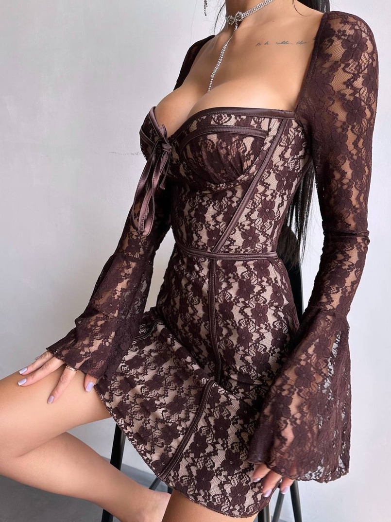 Мереживна сукня міні з чашечками    | PUSHKA SHOP