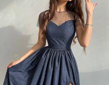 Платье-макси из сетки   с блестками  Платье-макси из сетки   с блестками  | PUSHKA SHOP