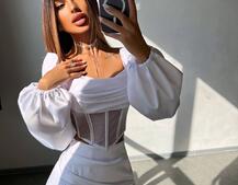 Комплект: корсет, декорований стразами   + спідниця міні з драпіруванням  Комплект: корсет, декорований стразами   + спідниця міні з драпіруванням  | PUSHKA SHOP