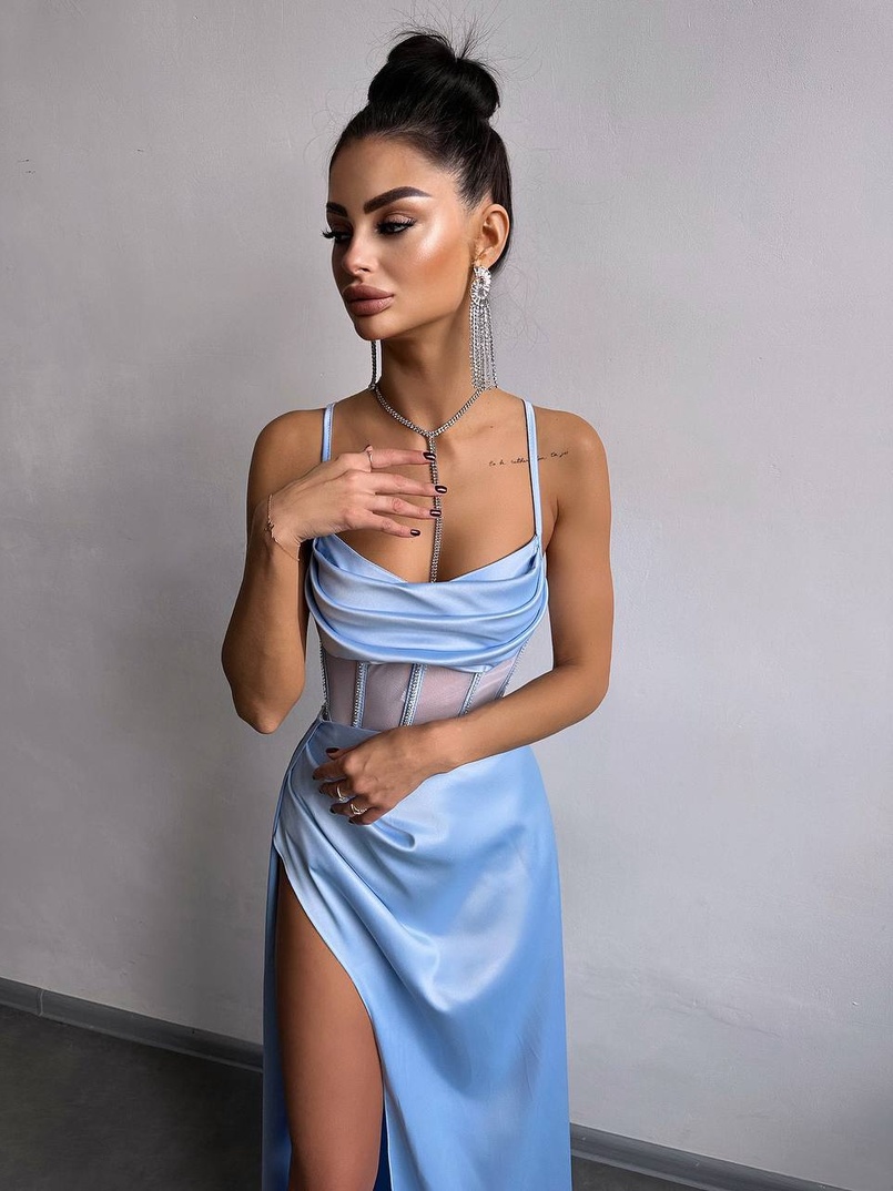 Комплект: корсет, декорований стразами + спідниця максі з драпіруванням  | PUSHKA SHOP