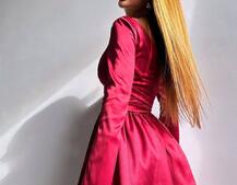 Атласна корсетна сукня  з пишною спідницею та зав‘язками на талії | PUSHKA SHOP