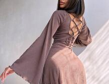 Трикотажна сукня зі шнурівкою на спинці    Трикотажна сукня зі шнурівкою на спинці    | PUSHKA SHOP