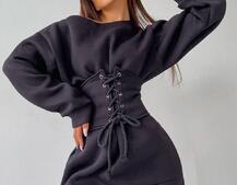 Худи на флисе + корсет на шнуровке  Худи на флисе + корсет на шнуровке  | PUSHKA SHOP