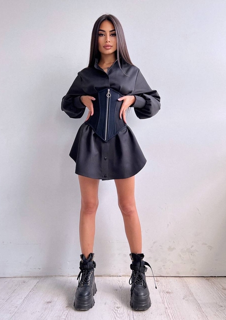 Приталена сорочка + корсет з блискавкою | PUSHKA SHOP