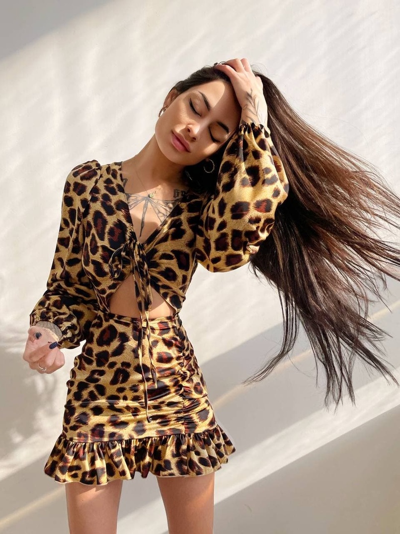 Платье мини в леопардовый принт  Платье мини в леопардовый принт  | PUSHKA SHOP