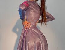 Приталена блискуча сукня з корсетною вставкою та пишною спідницею-сонцем Приталена блискуча сукня з корсетною вставкою та пишною спідницею-сонцем | PUSHKA SHOP