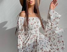 Платье  ассиметричного кроя с расклешенными рукавами + корсет декорированный стразами  Платье  ассиметричного кроя с расклешенными рукавами + корсет декорированный стразами  | PUSHKA SHOP